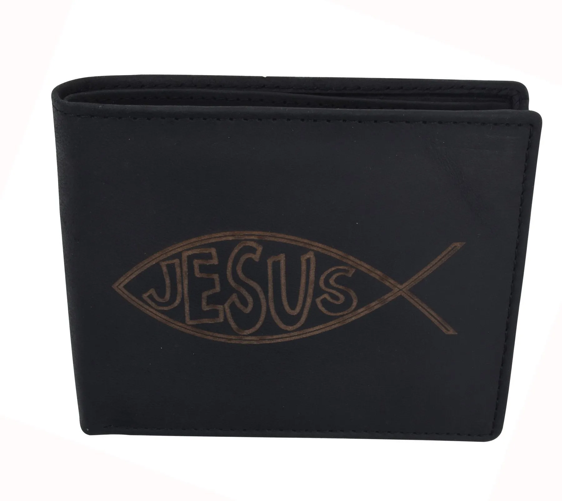 RFID Rustic Men Wallet-Jesus Design Craft Stamp