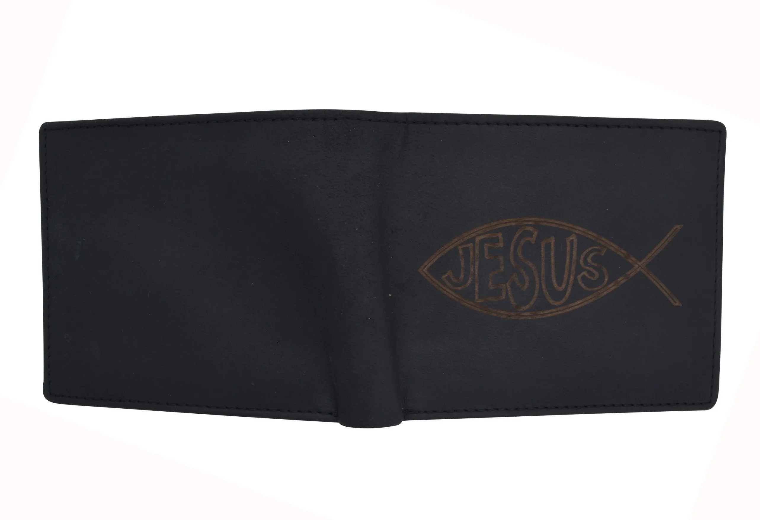 RFID Rustic Men Wallet-Jesus Design Craft Stamp