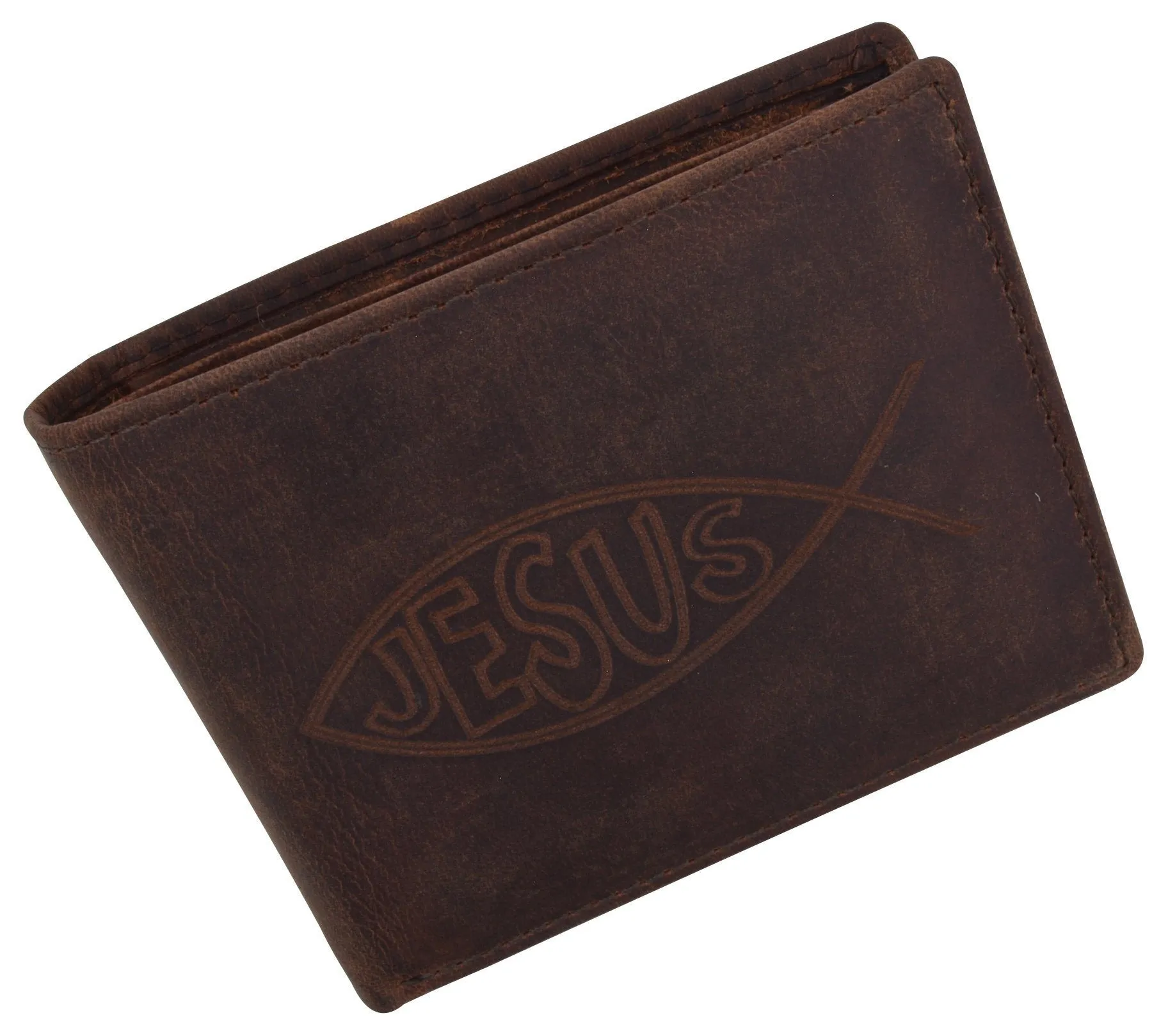 RFID Rustic Men Wallet-Jesus Design Craft Stamp