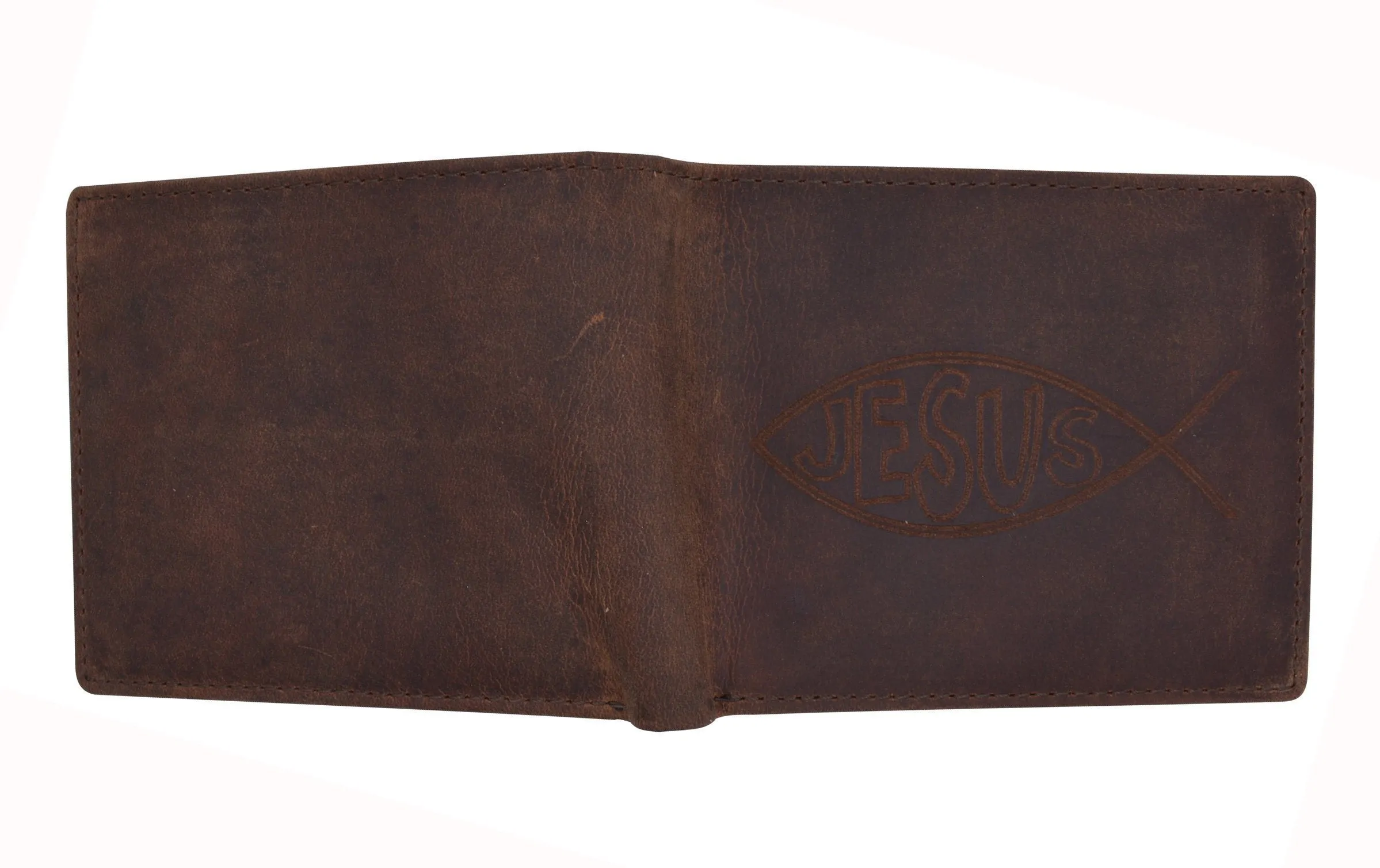 RFID Rustic Men Wallet-Jesus Design Craft Stamp