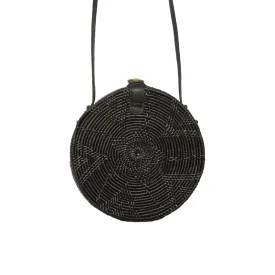 Round Bali Rattan Bag-Black