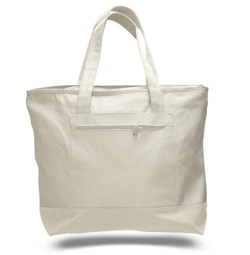 SET OF 24 HEAVY CANVAS ZIPPERED SHOPPING TOTE BAGS