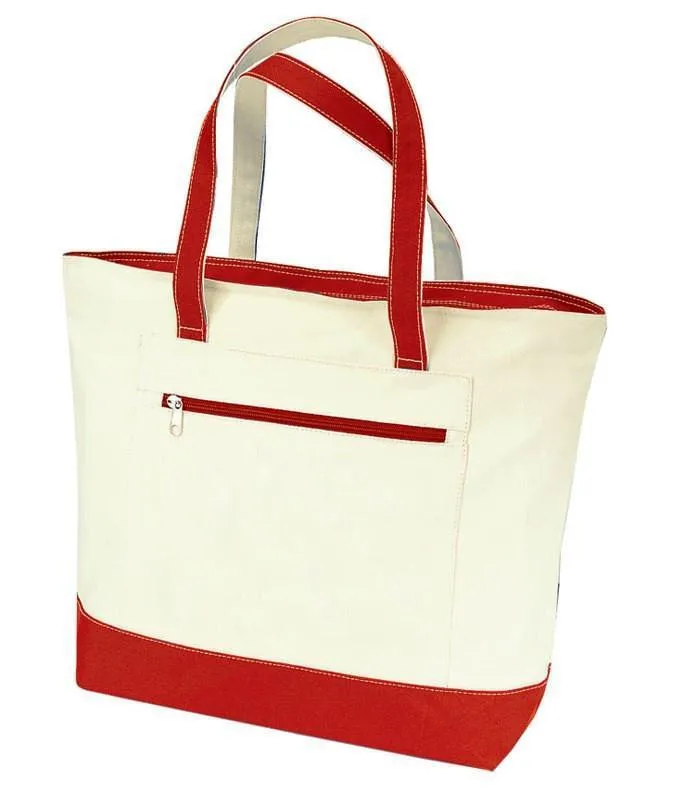 SET OF 24 HEAVY CANVAS ZIPPERED SHOPPING TOTE BAGS