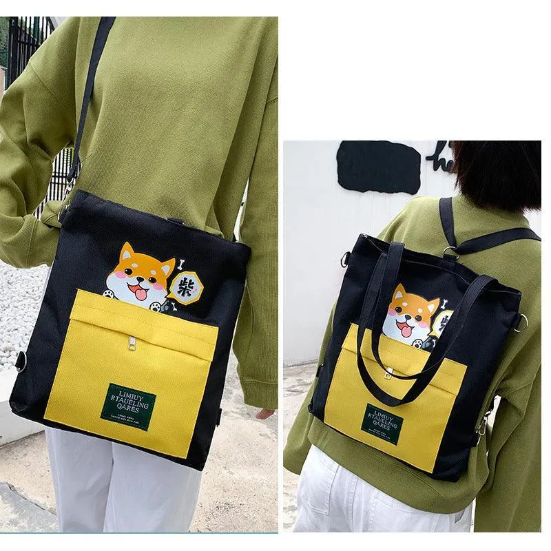 Shiba Inu Kawaii Cartoon Shoulder Bag - Akita Dog Lover Gift Tote Bag