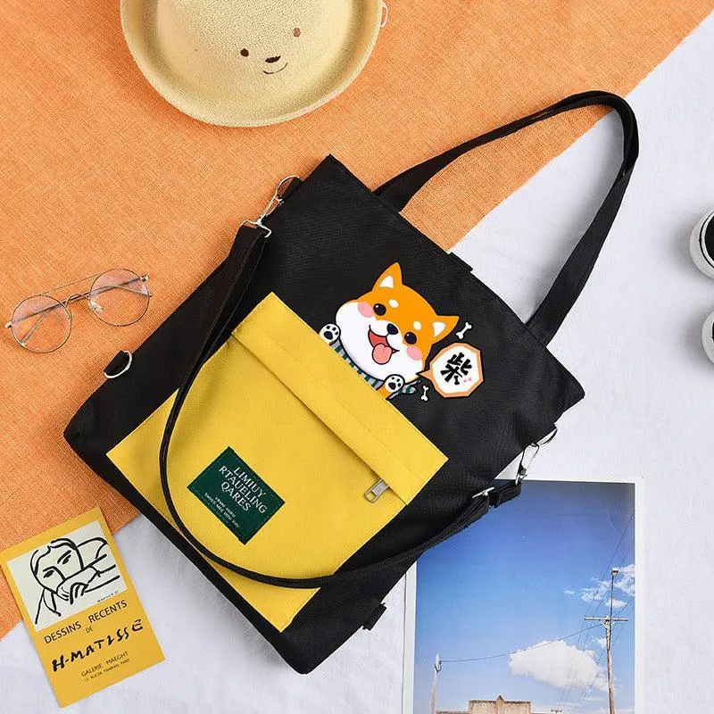 Shiba Inu Kawaii Cartoon Shoulder Bag - Akita Dog Lover Gift Tote Bag