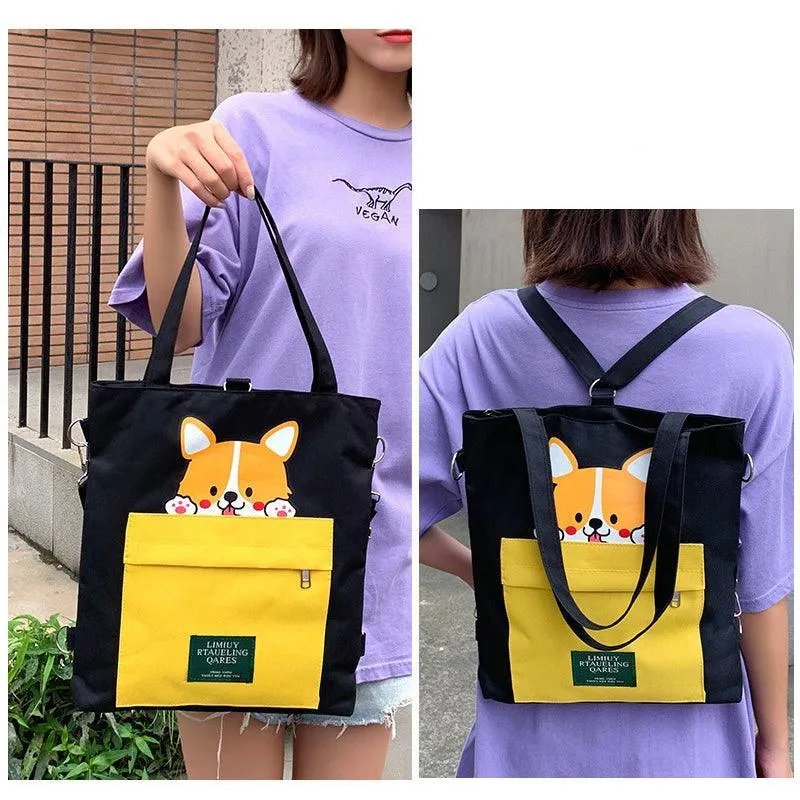 Shiba Inu Kawaii Cartoon Shoulder Bag - Akita Dog Lover Gift Tote Bag