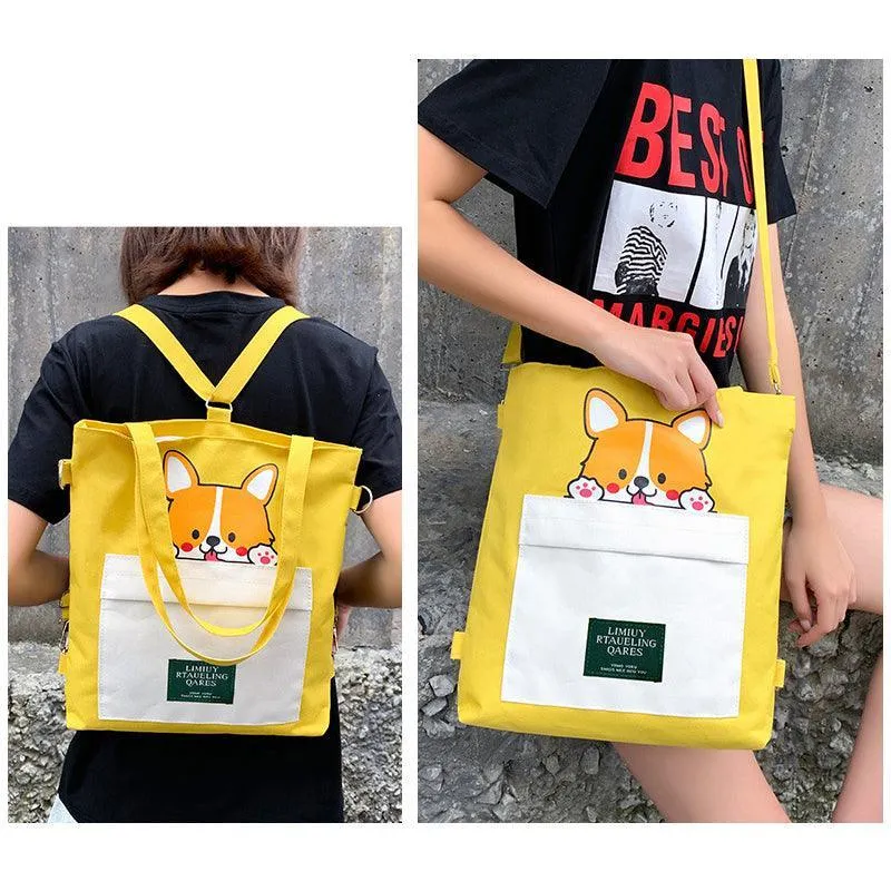 Shiba Inu Kawaii Cartoon Shoulder Bag - Akita Dog Lover Gift Tote Bag