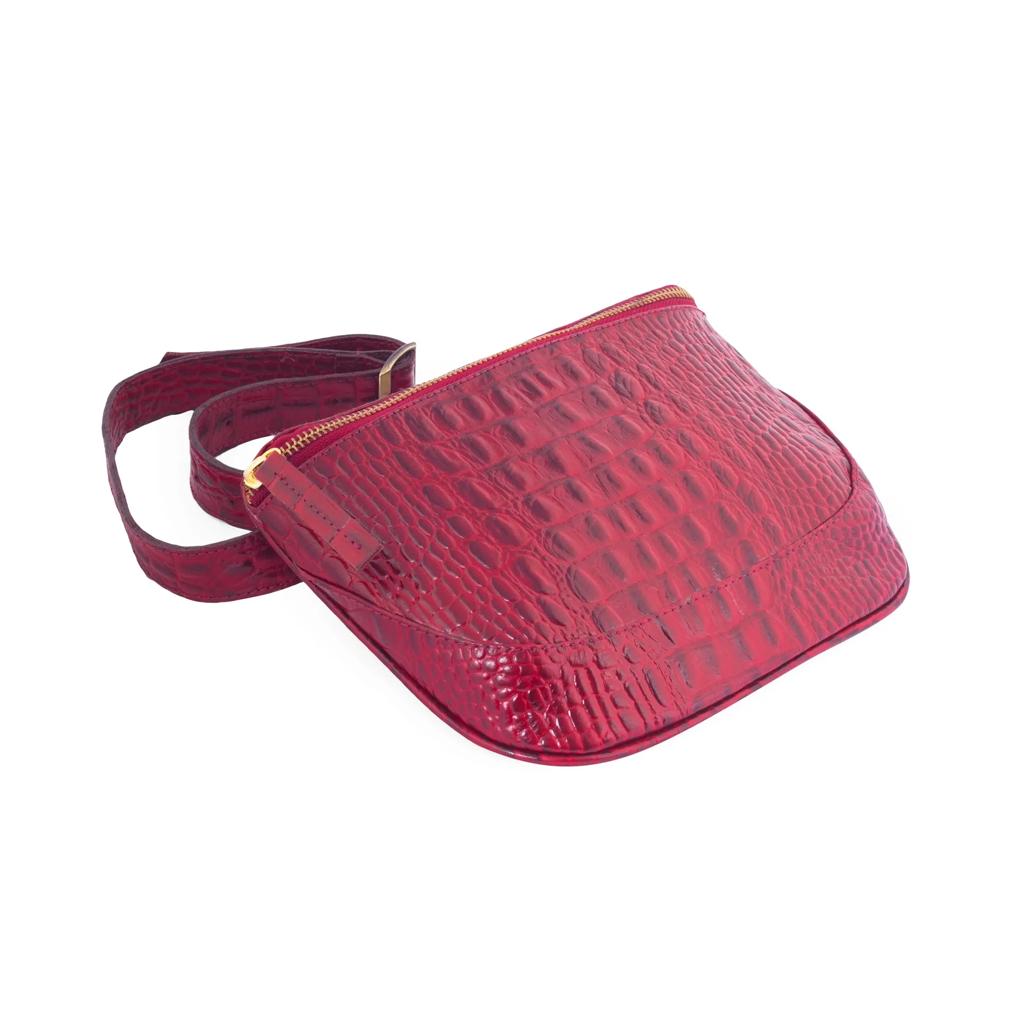 Soho-Croco Belt Bag-Burgundy