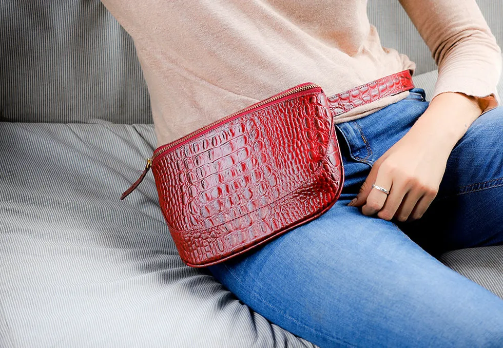 Soho-Croco Belt Bag-Burgundy