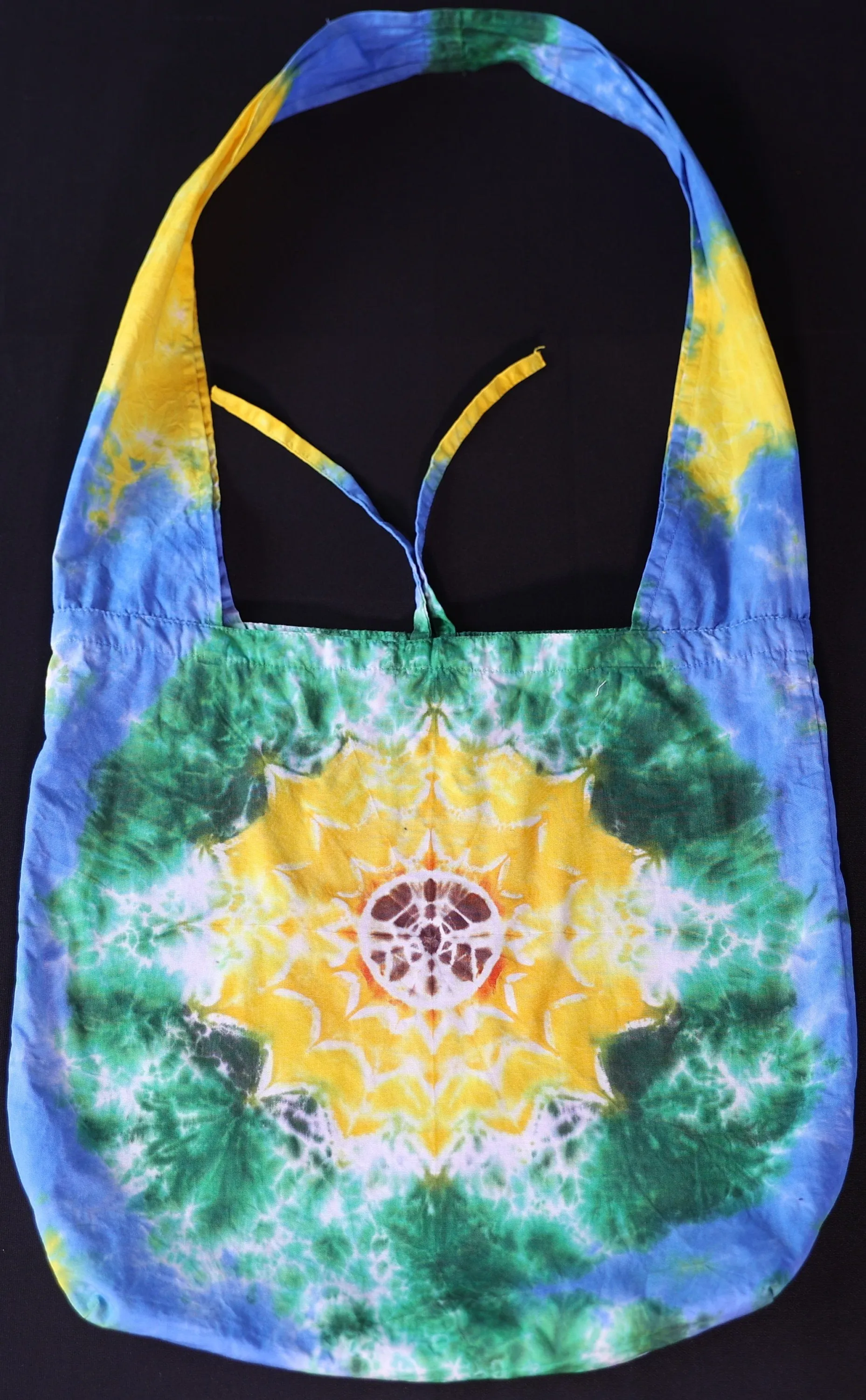 Sunflower Tie Dye on a Dharma Trading Company Cotton Hobo Bag