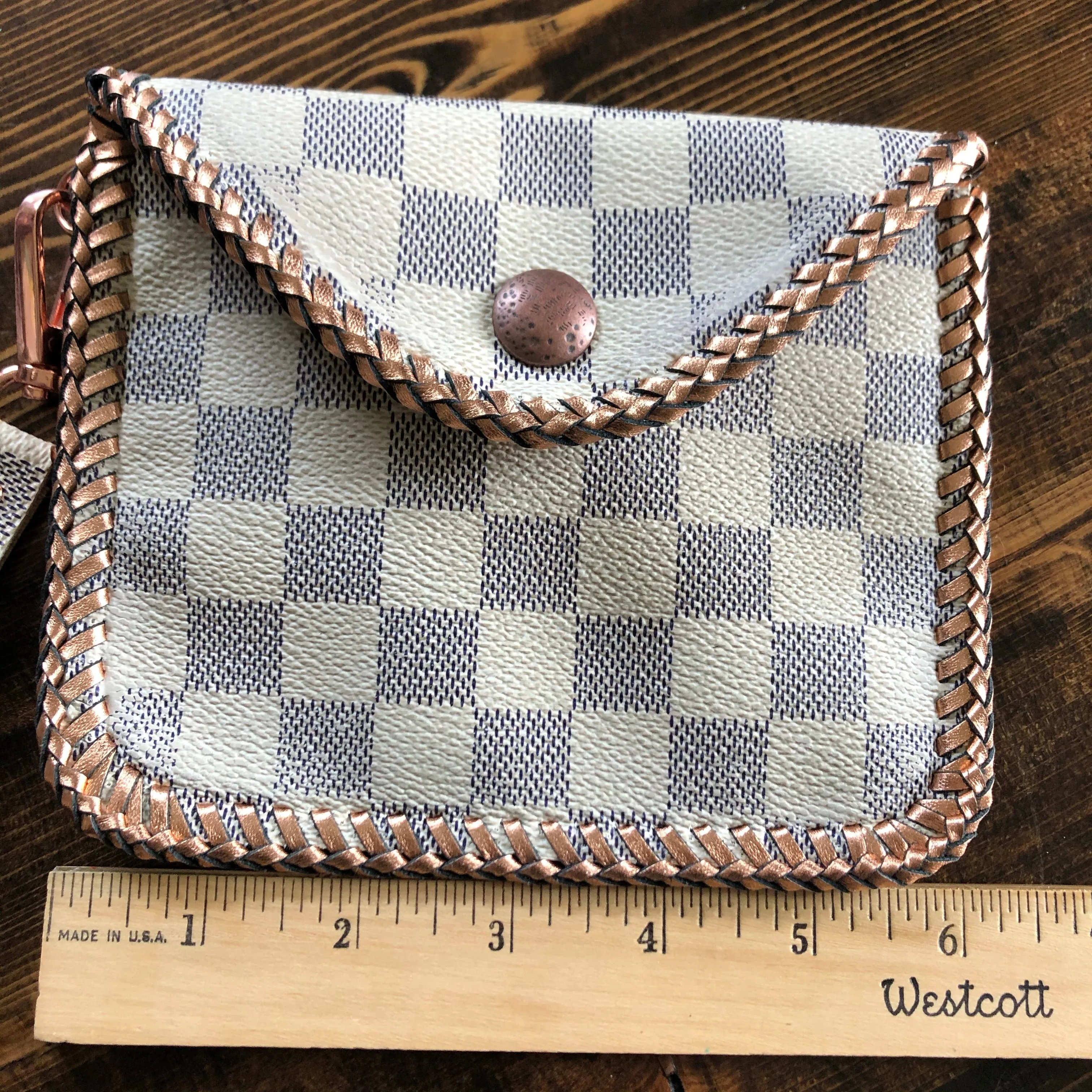 The Baby Falcon - Damier Azur with Rose Gold Card Holder/Wristlet