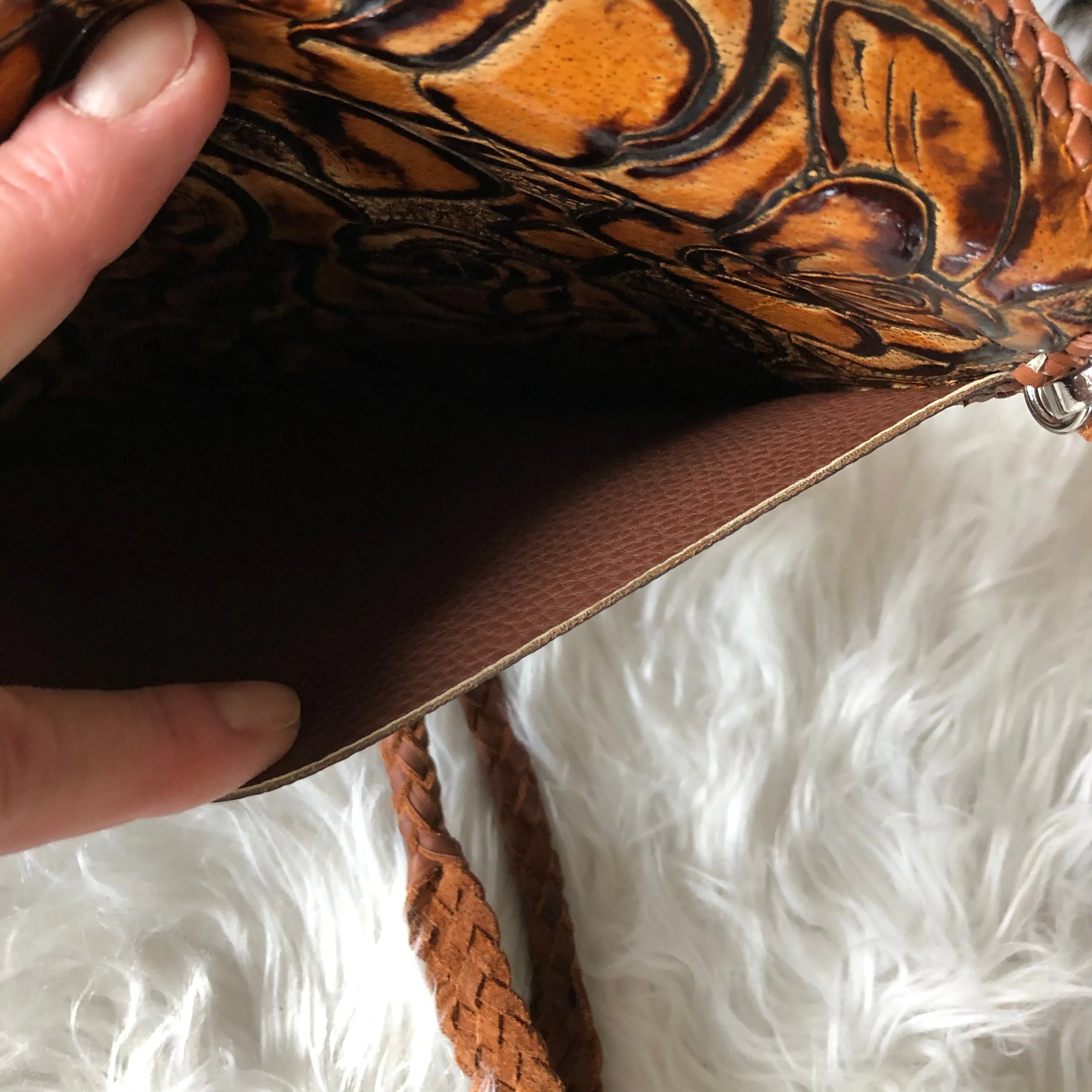 The Falcon with Back Pocket - Caramel Vintage Wristlet/Crossbody/Clutch