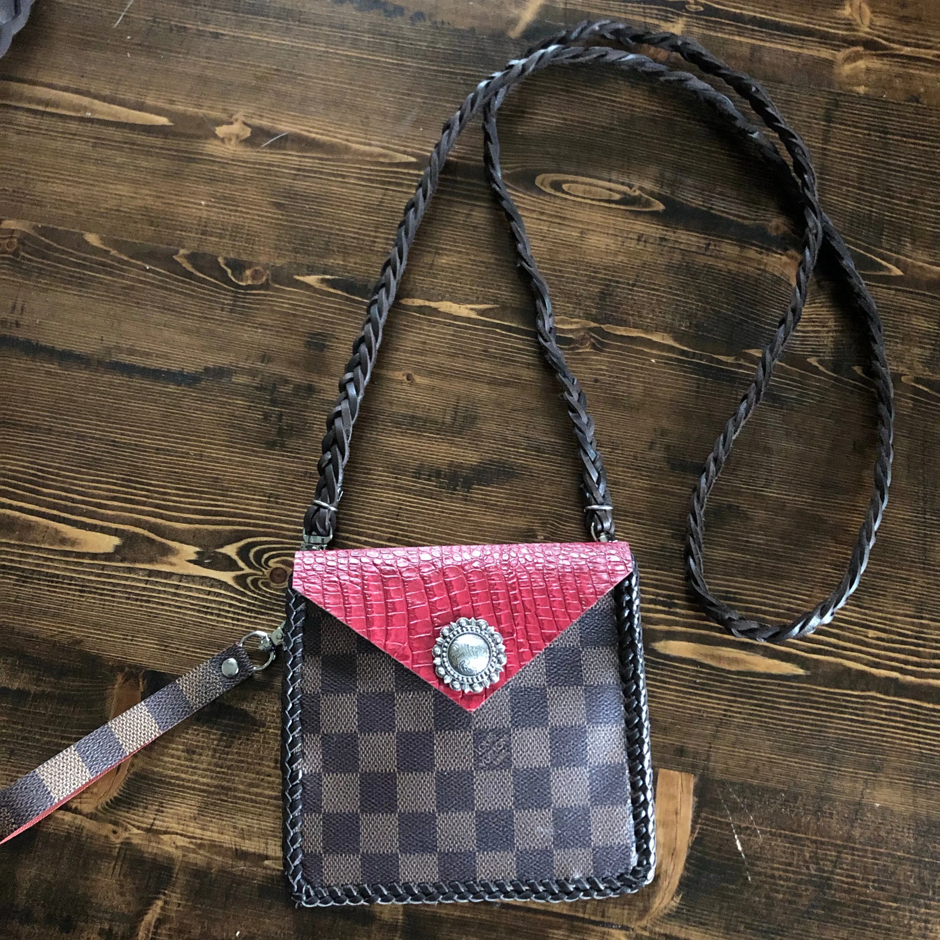 The Hawk - Red Vintage Clutch/Wristlet/Crossbody Bag