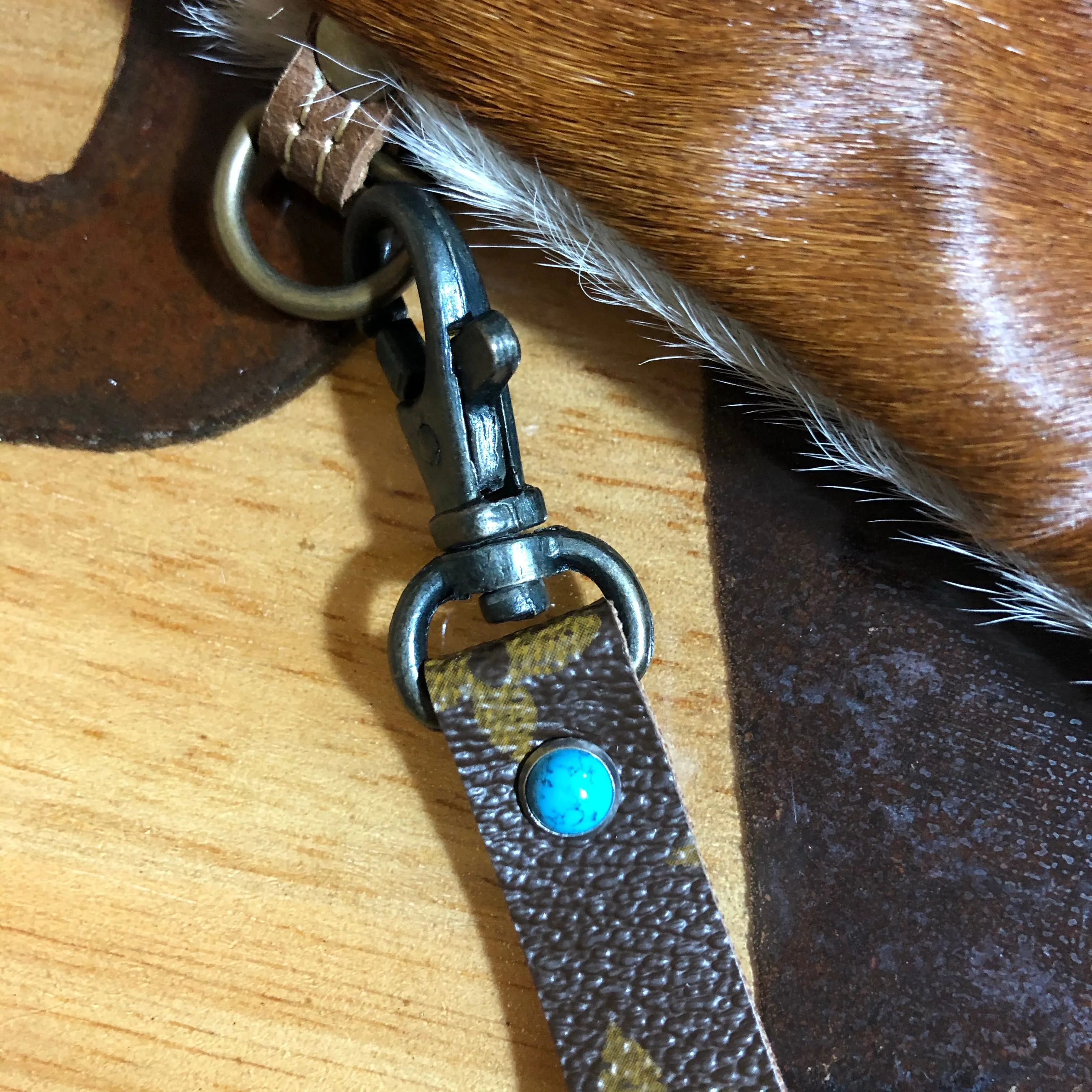 The Mockingbird - Hair on Hide Wristlet Bag with Turquoise