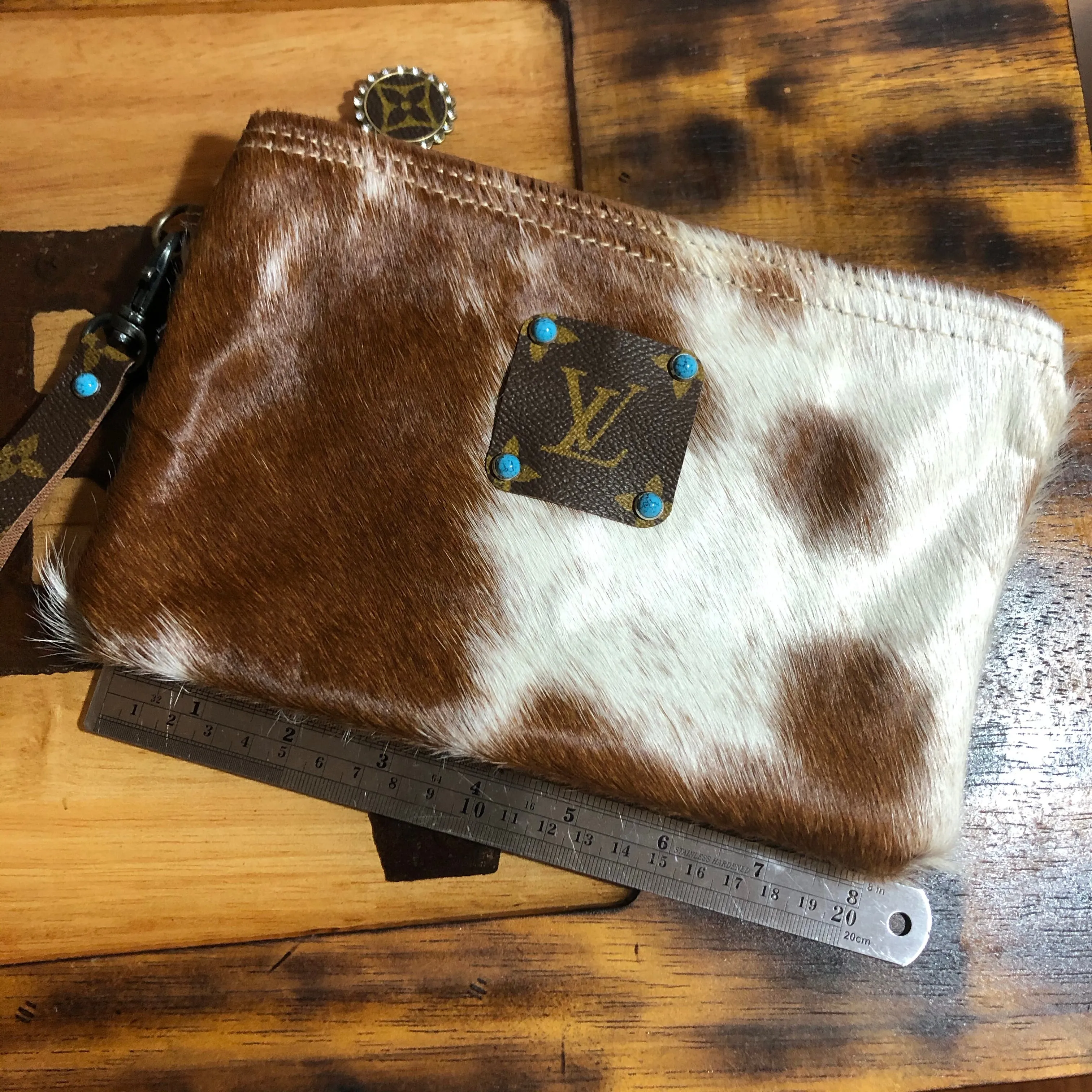 The Mockingbird - Hair on Hide Wristlet Bag with Turquoise