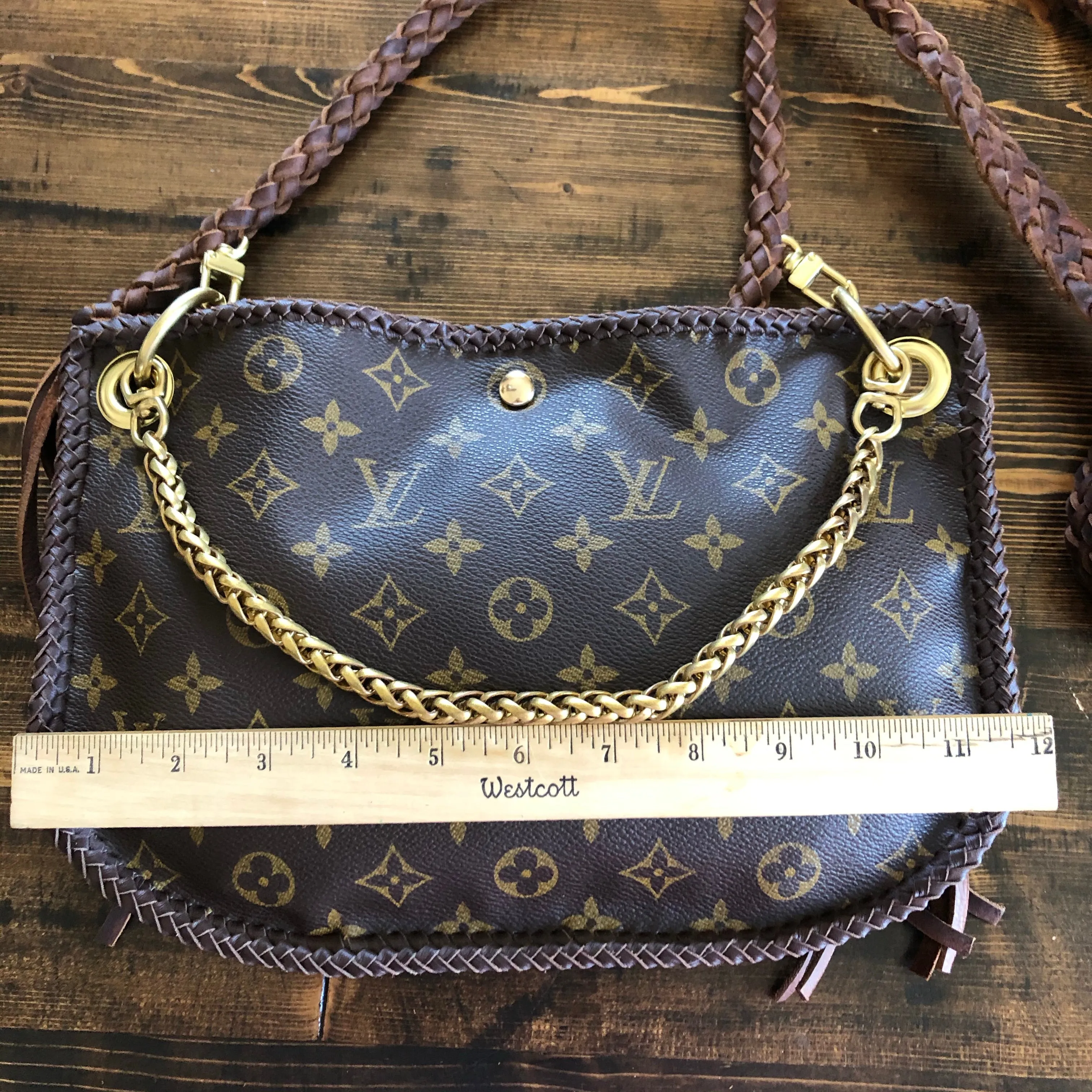 The Peacock - Vintage Monogram Hobo Crossbody - Brass Hardware