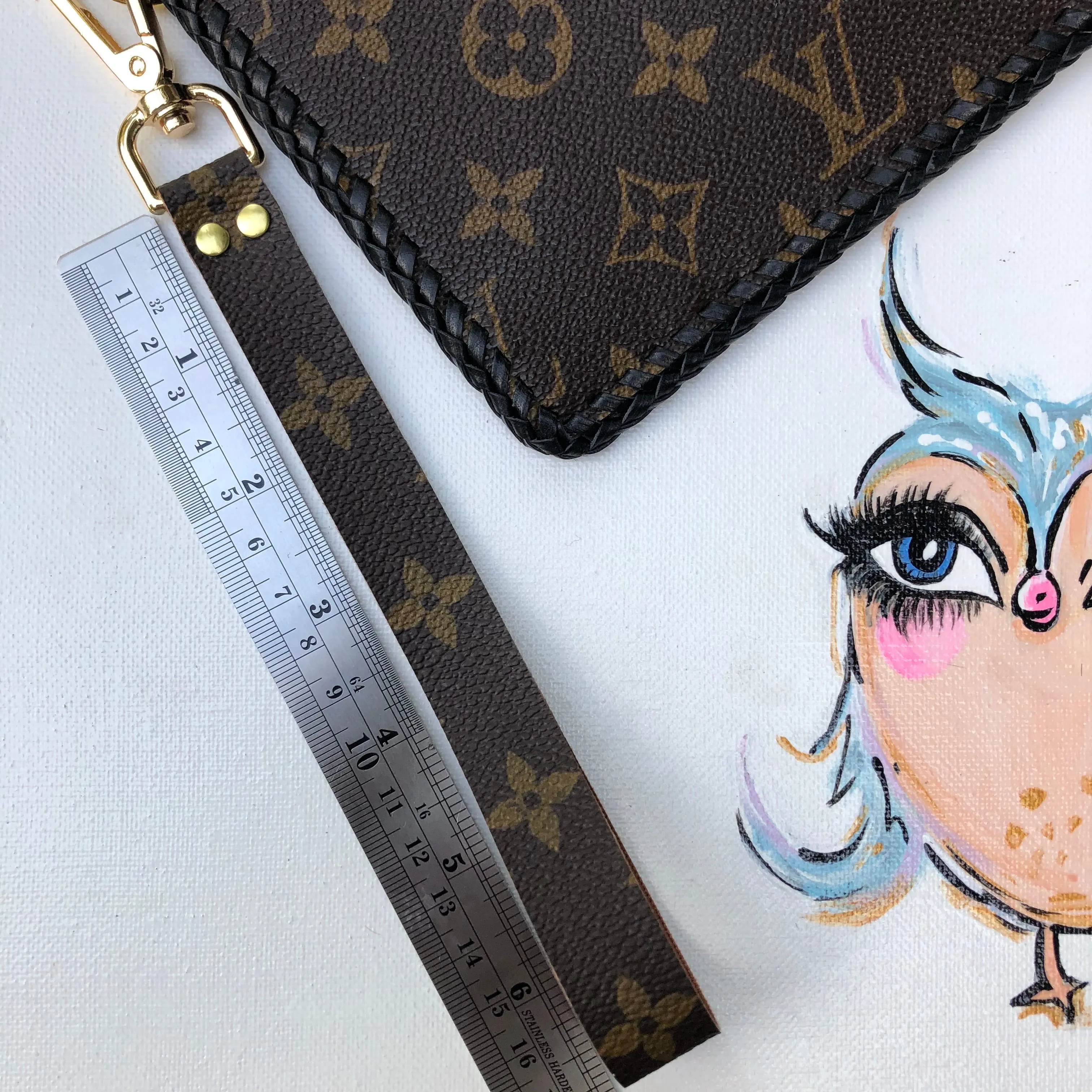 The Wren - Black Vintage Wristlet Bag | Upcycled